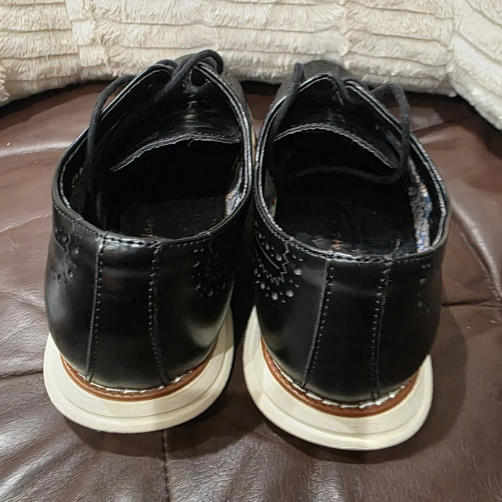 Classic Black Oxford Shoes with White Soles - Picture 3 of 5